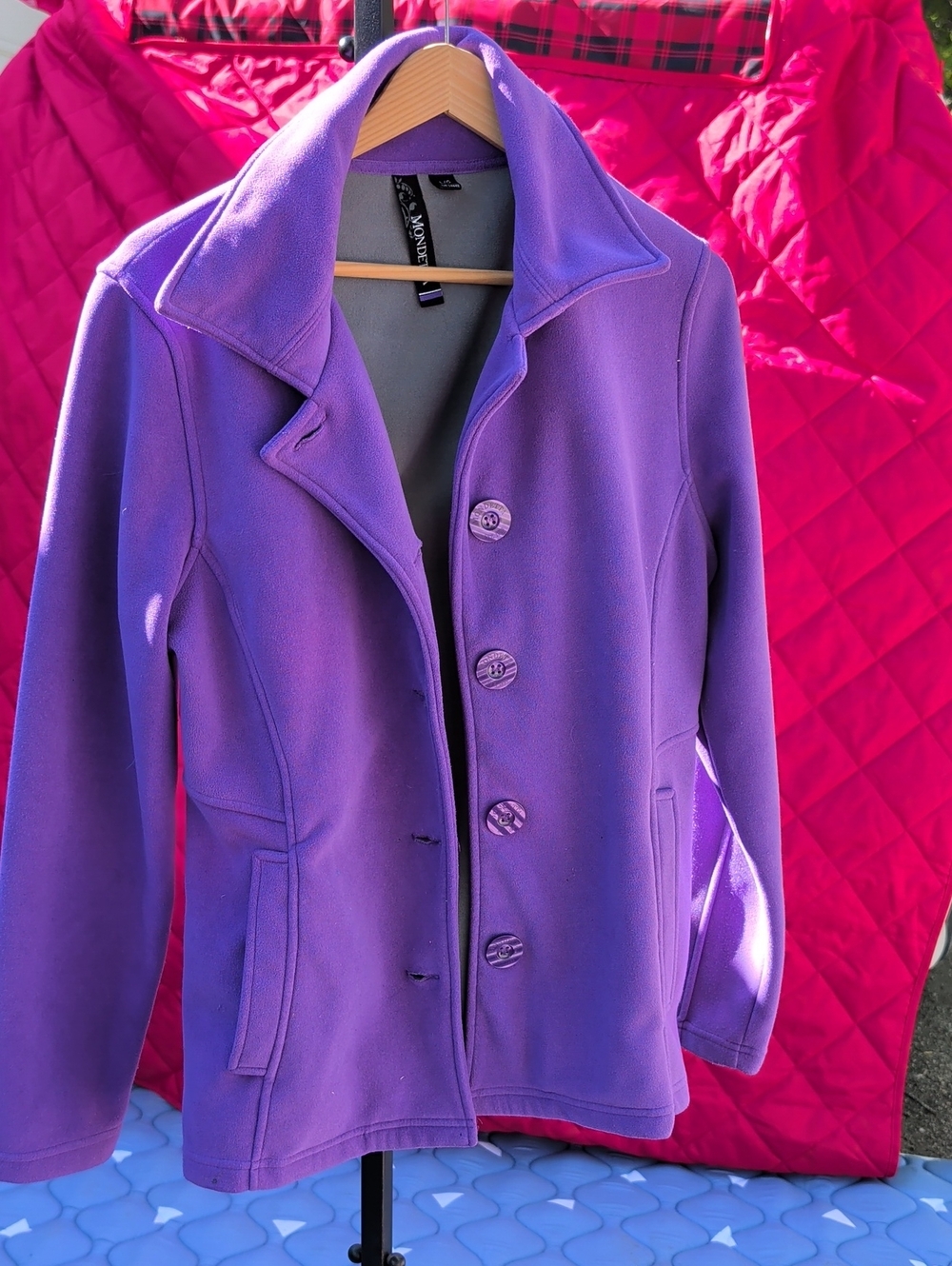 Mondetta Purple Pea Coat - Button Front Fleece